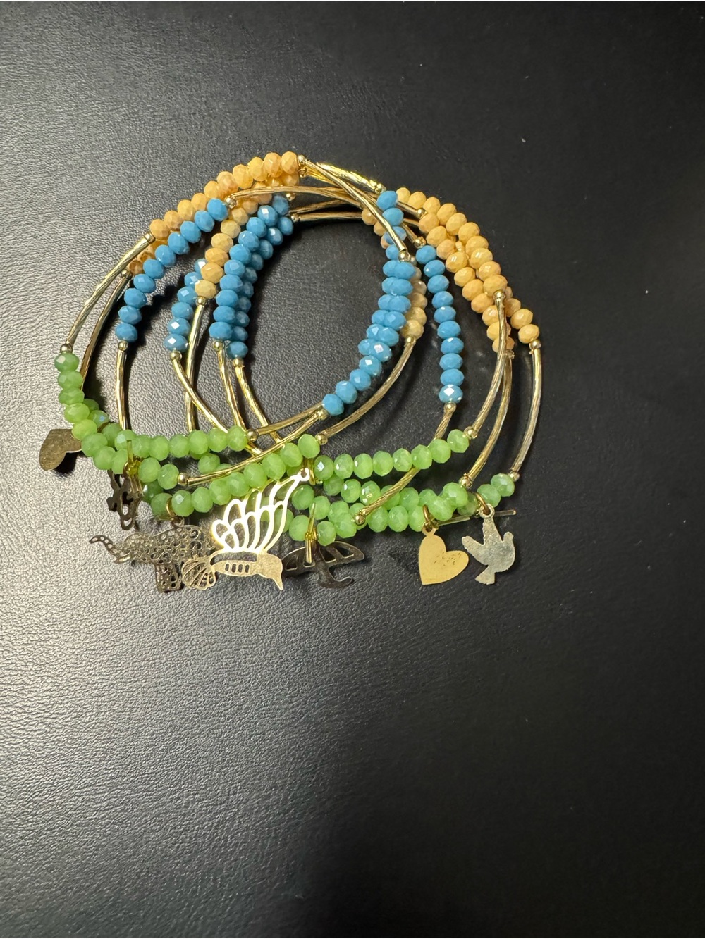 Colorful Crystal Beaded Semanario Bangle Bracelet Stack Set handmade